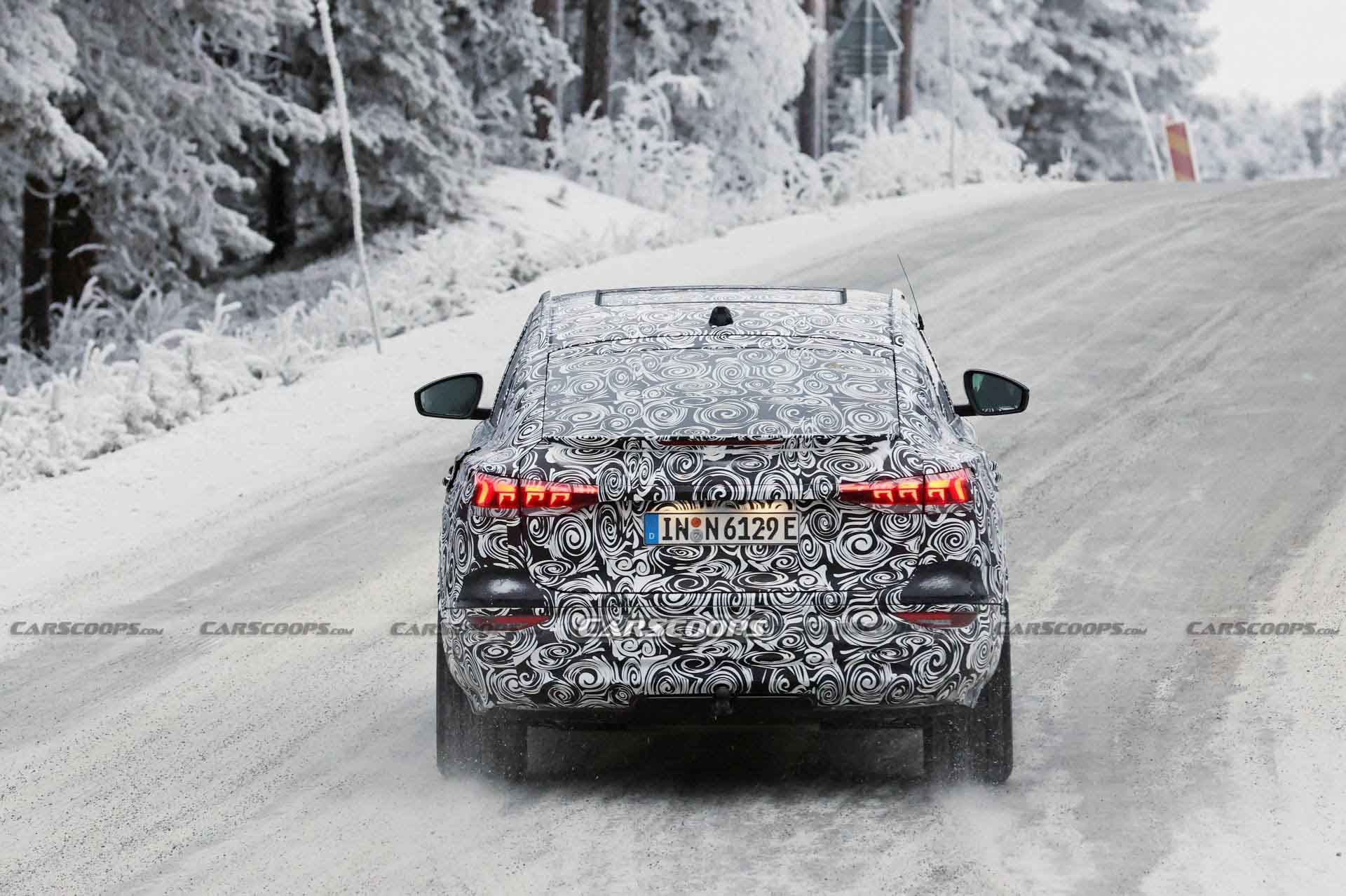 Audi Q6 E-Tron Sportback Prototype Papped Playing In The Snow