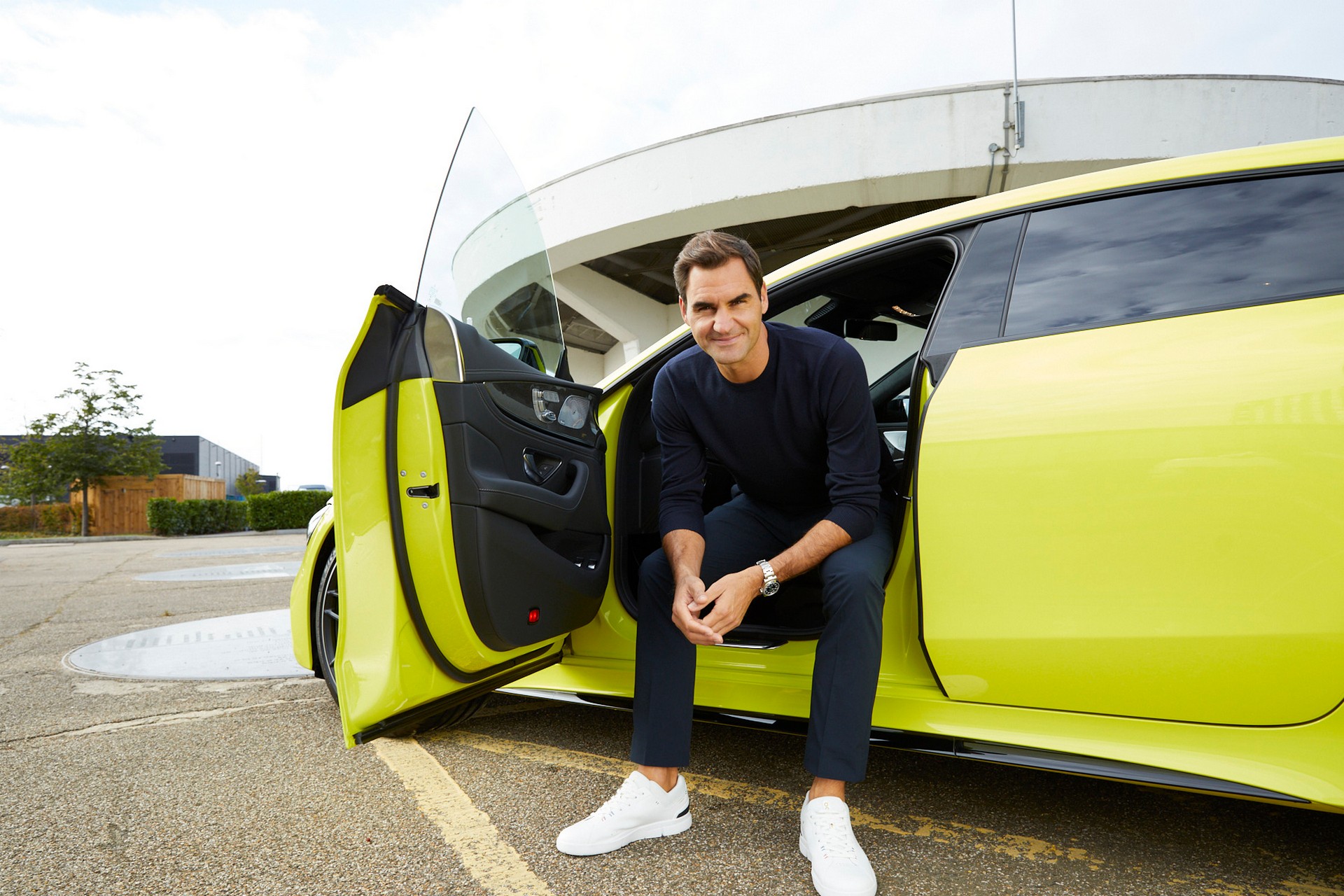 Mercedes-AMG’s Bright Yellow GT 63 S E Was Designed With Tennis Legend Roger Federer