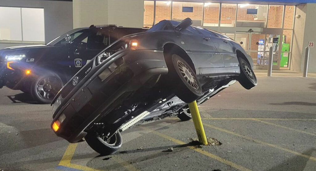  How Did This Mass Driver Impale His VW On A Walmart Parking Lot Pole?