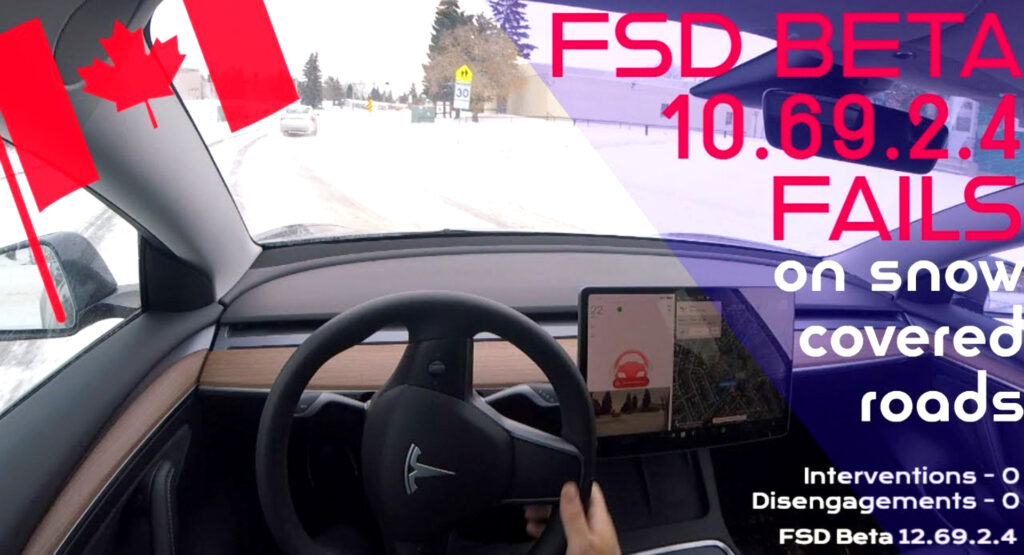  Tesla’s Full Self-Driving Struggles In Snow-Covered Edmonton