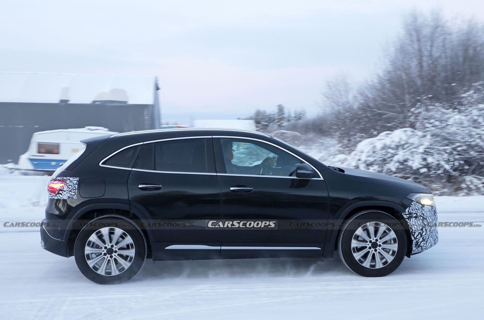 Facelifted Mercedes EQA Prototype Wears Camo Balaclava For Icy Winter Test