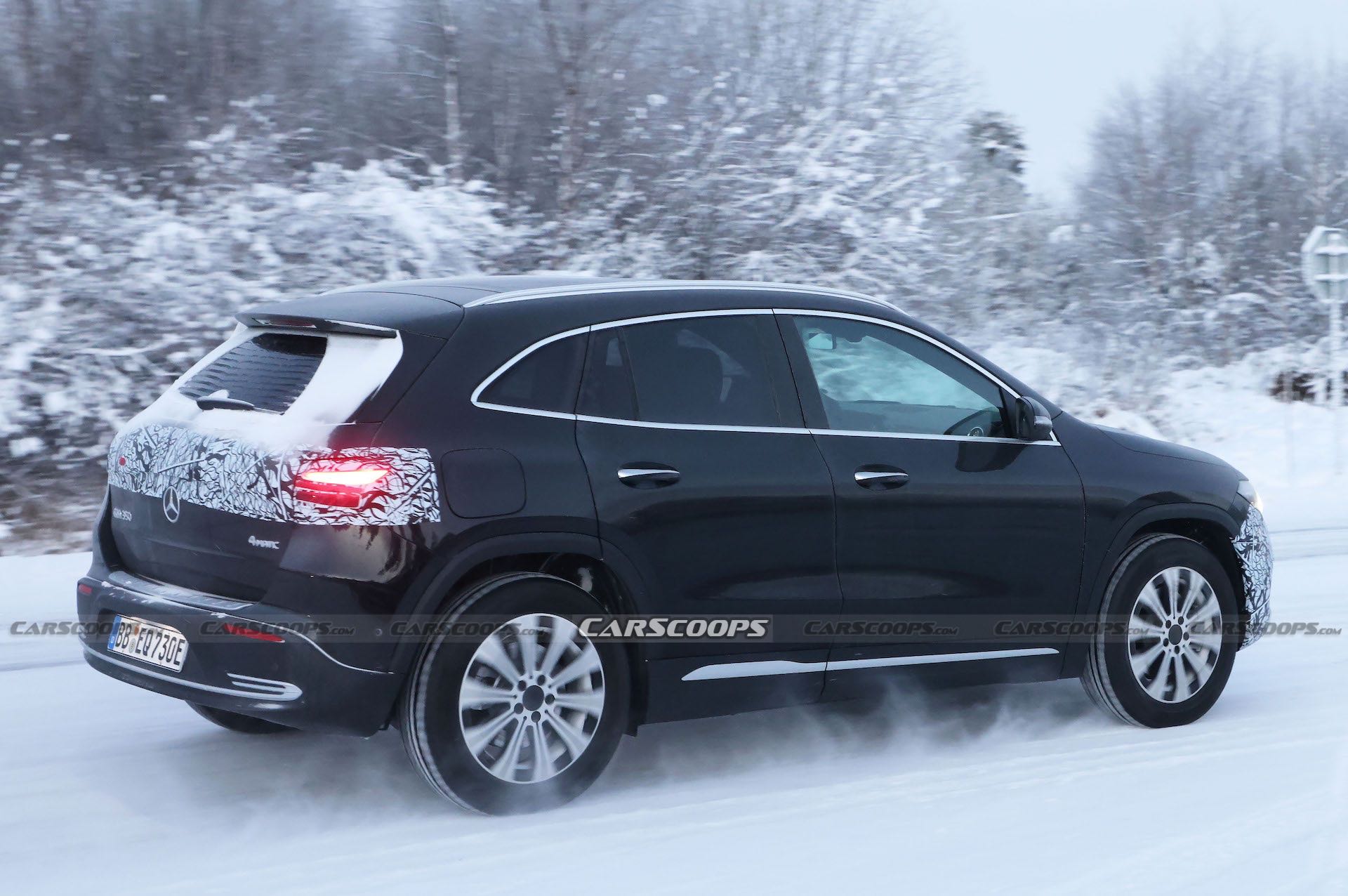 Facelifted Mercedes EQA Prototype Wears Camo Balaclava For Icy Winter Test
