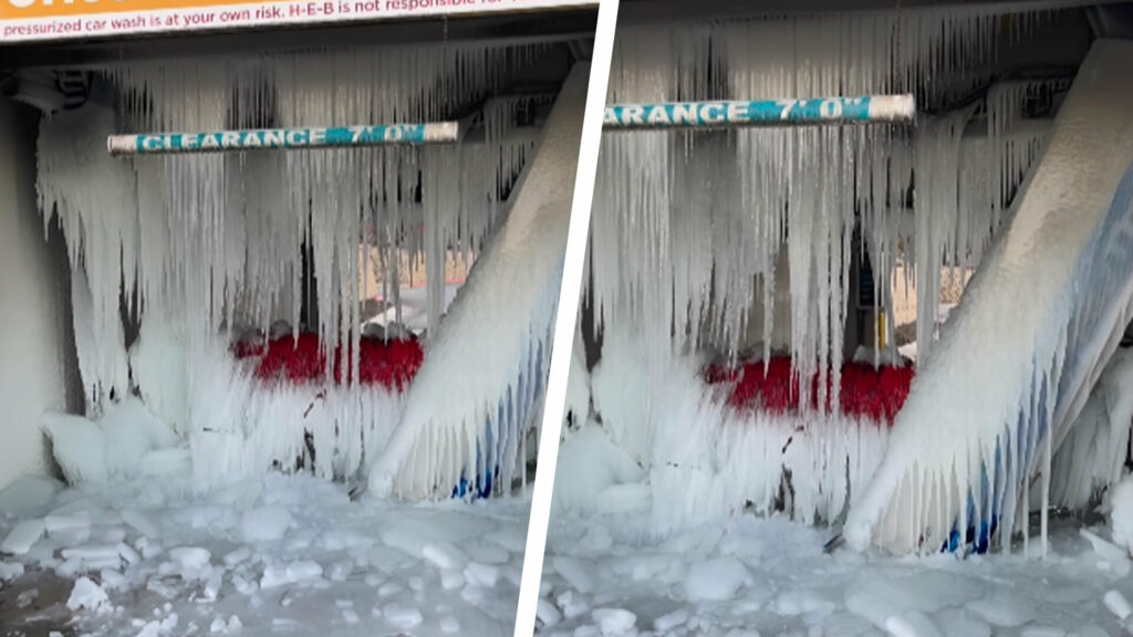 Texas Car Wash Freezes In Cold Weather, Looks Like Icy, Arctic Cave