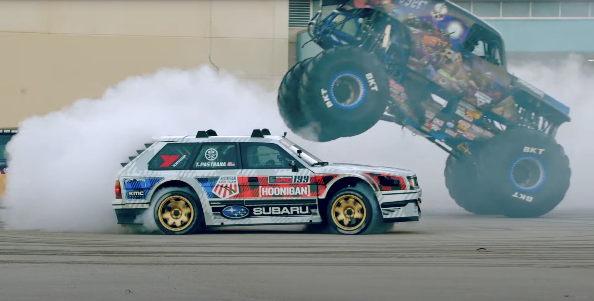 862-HP Subara Wagon Dices With Monster Trucks, A Fighter Jet And 3000-HP El Camino In Gymkhana 2022