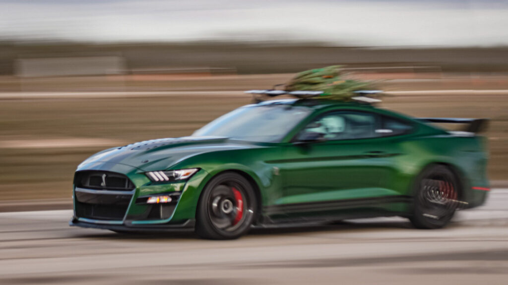 Holidays Are Coming In Hot With 1,000-HP Hennessey Mustang’s Christmas Tree Run