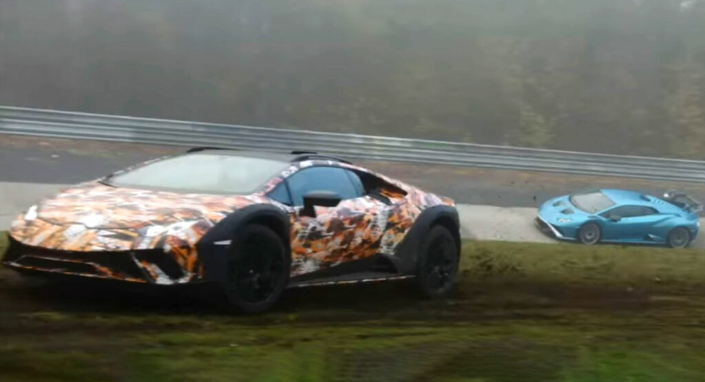 Lamborghini Sterrato Takes A Dirty Shortcut While Racing Huracan STO On The ‘Ring