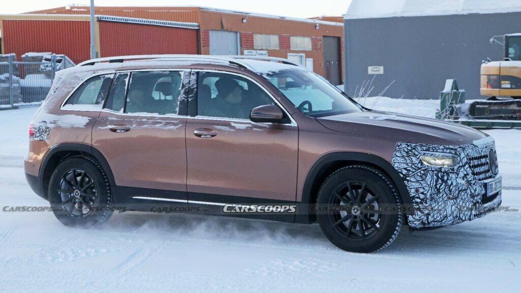  Facelifted 2024 Mercedes-Benz GLB Spied In Rose Gold With Winter Wheels