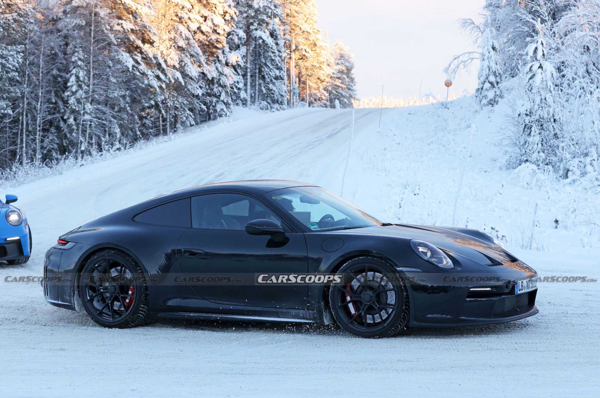Facelifted 2024 Porsche 911 GT3, Touring And New ST Spotted Holding Their Own Winter Sports Festival