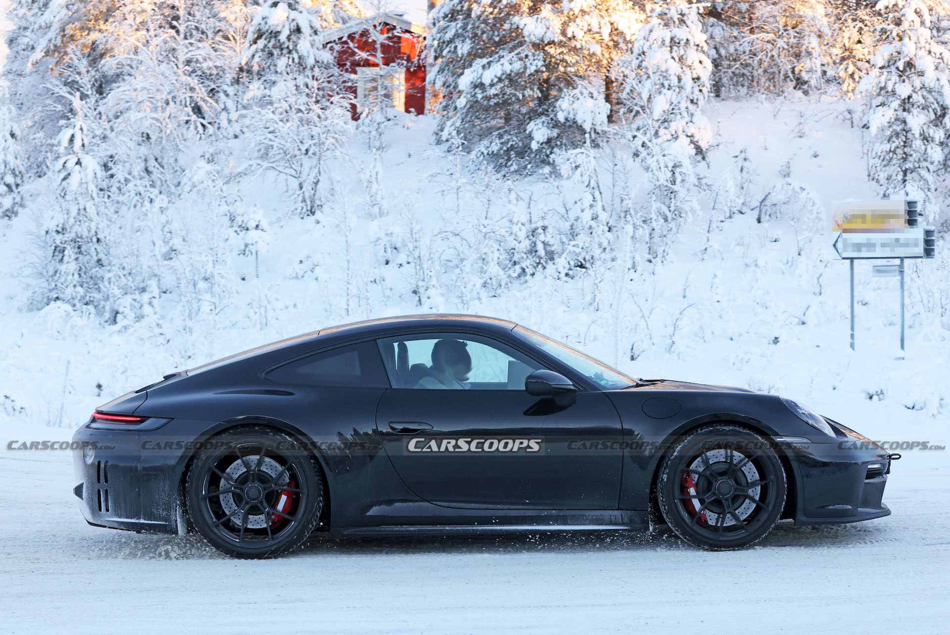 Facelifted 2024 Porsche 911 GT3, Touring And New ST Spotted Holding Their Own Winter Sports Festival