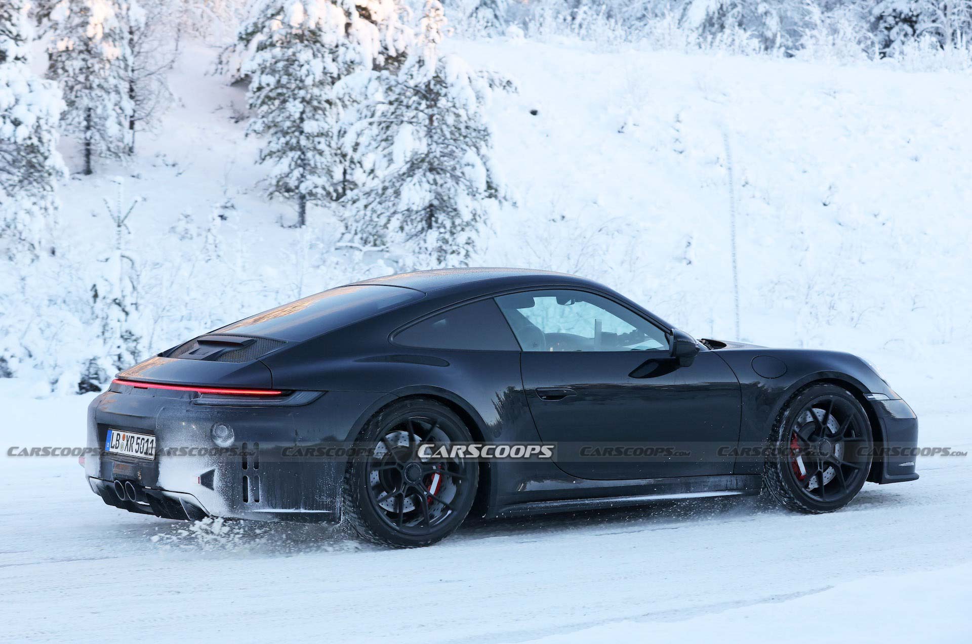 Facelifted 2024 Porsche 911 GT3, Touring And New ST Spotted Holding Their Own Winter Sports Festival