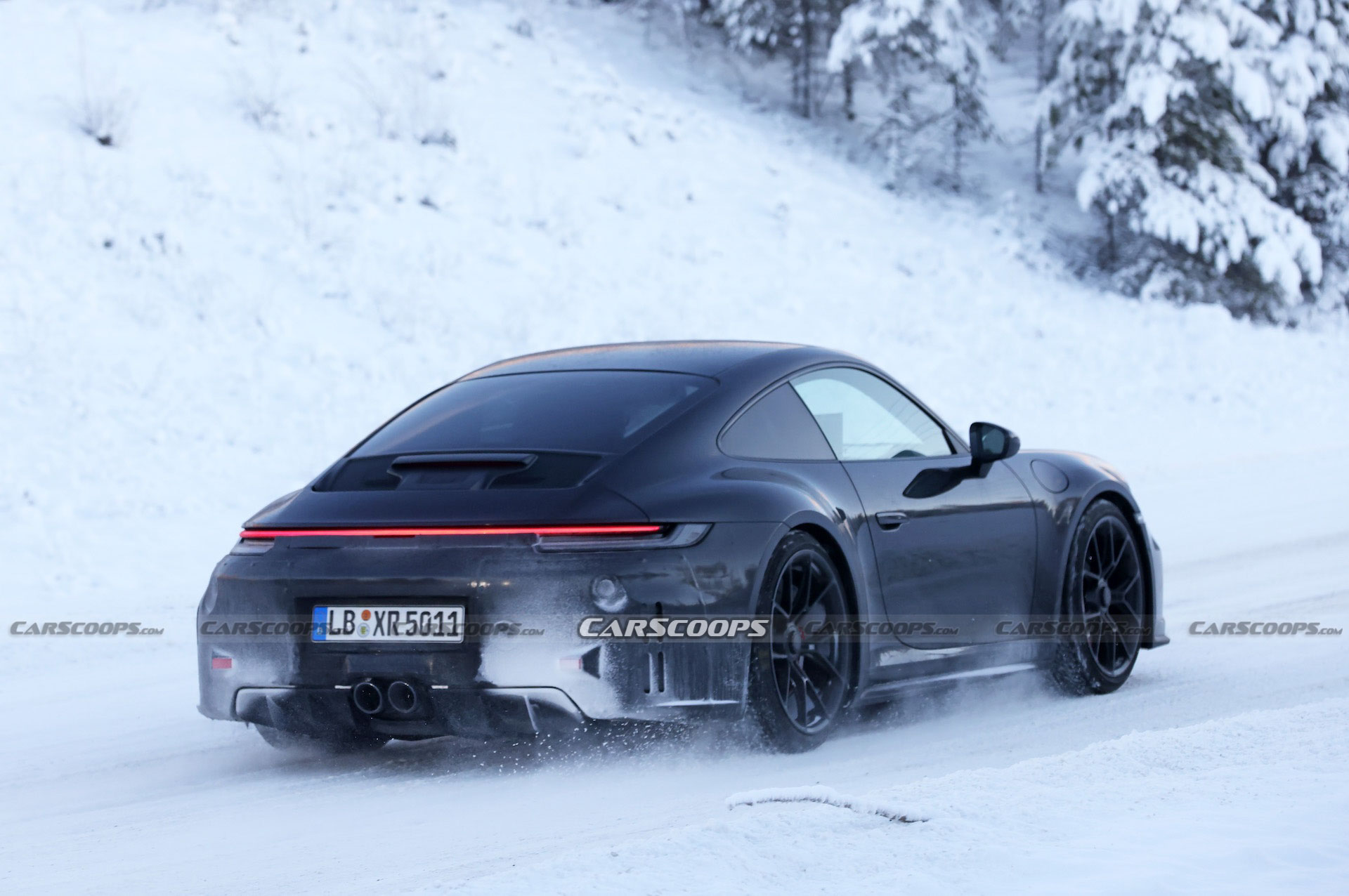 Facelifted 2024 Porsche 911 GT3, Touring And New ST Spotted Holding Their Own Winter Sports Festival