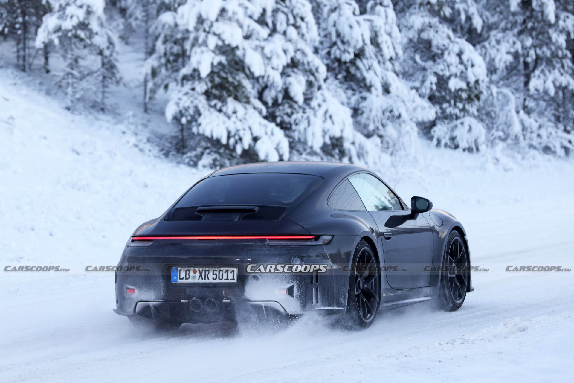 Facelifted 2024 Porsche 911 GT3, Touring And New ST Spotted Holding Their Own Winter Sports Festival