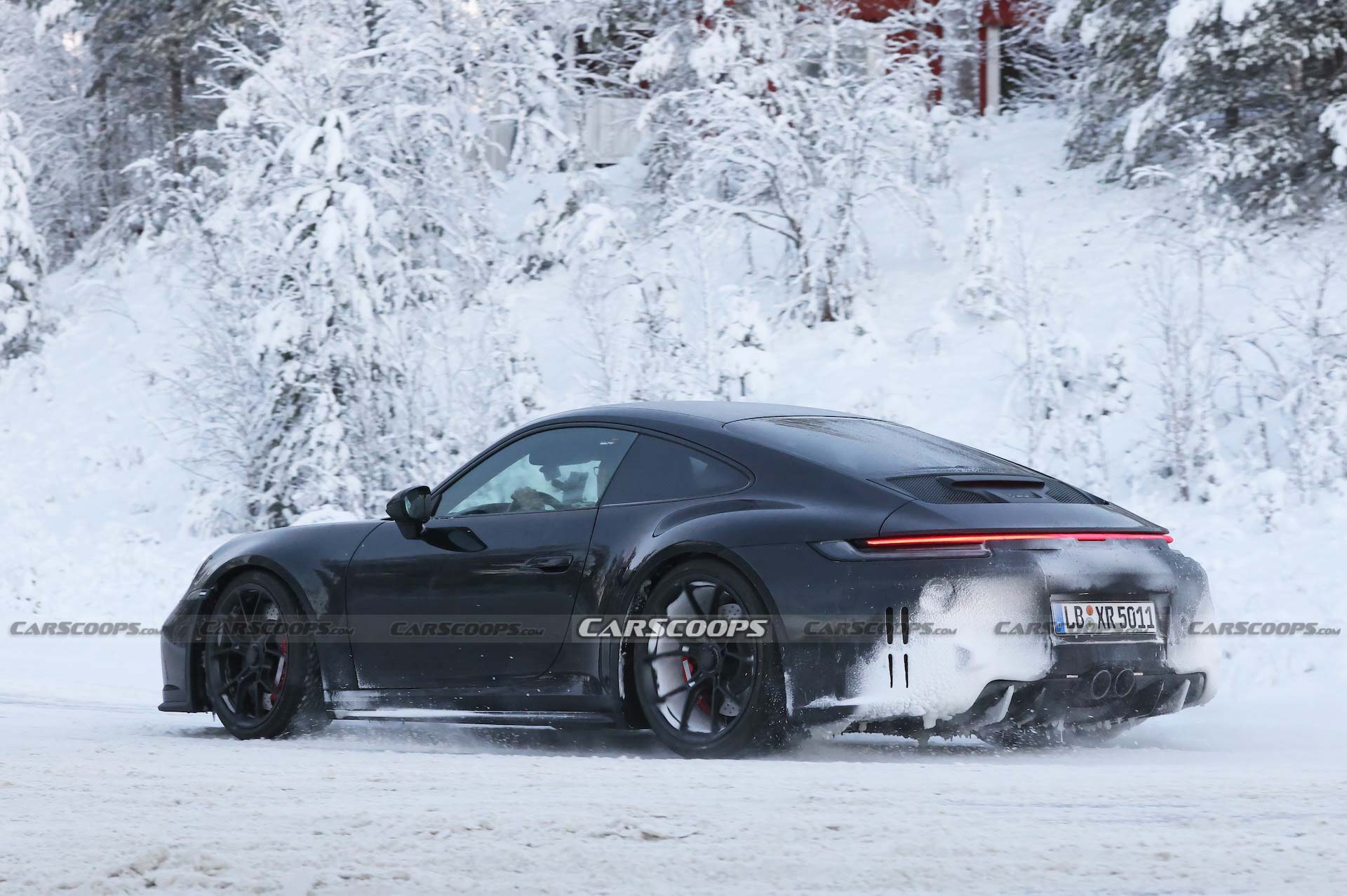 Facelifted 2024 Porsche 911 GT3, Touring And New ST Spotted Holding Their Own Winter Sports Festival