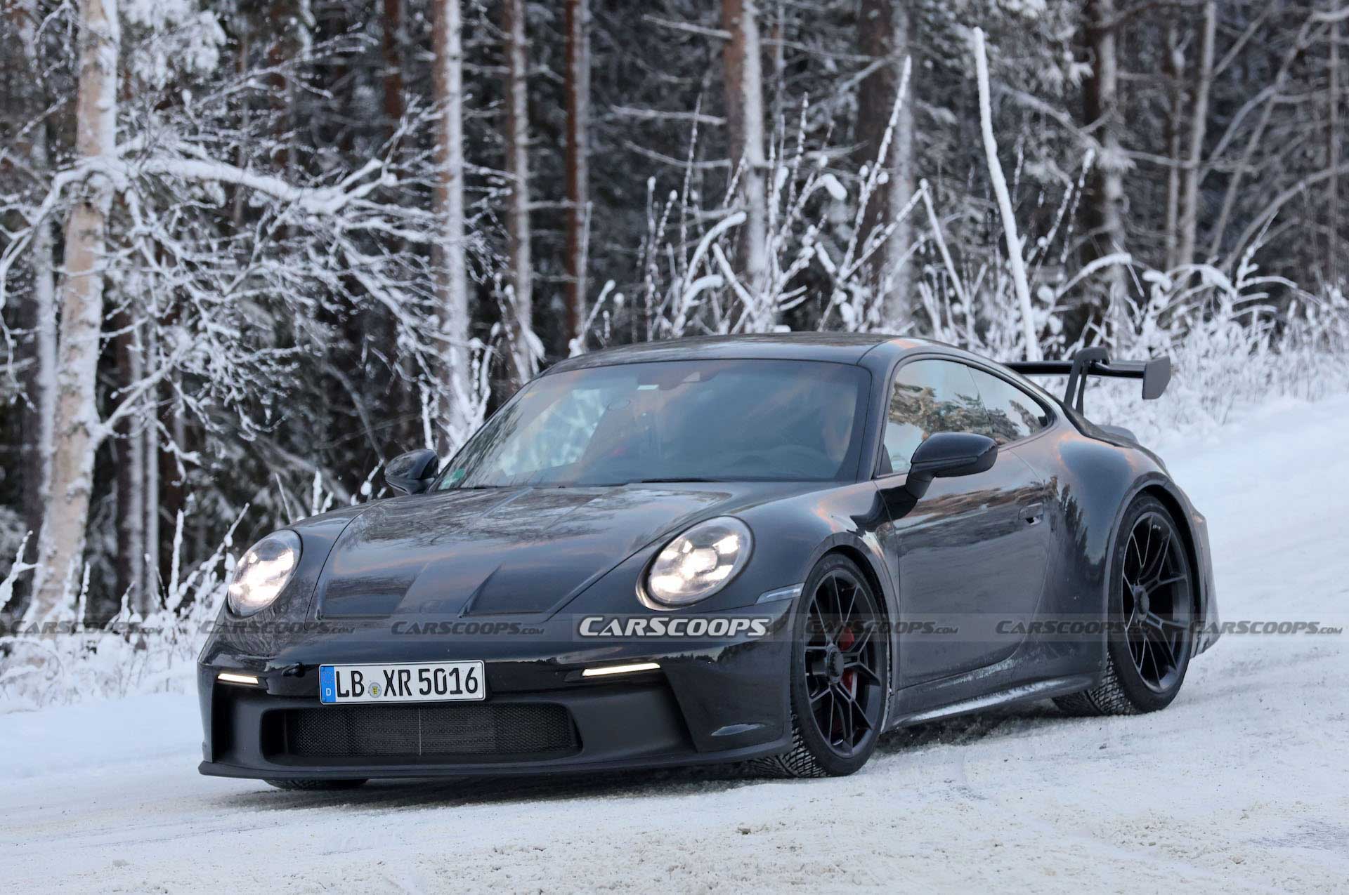 Facelifted 2024 Porsche 911 GT3, Touring And New ST Spotted Holding Their Own Winter Sports Festival