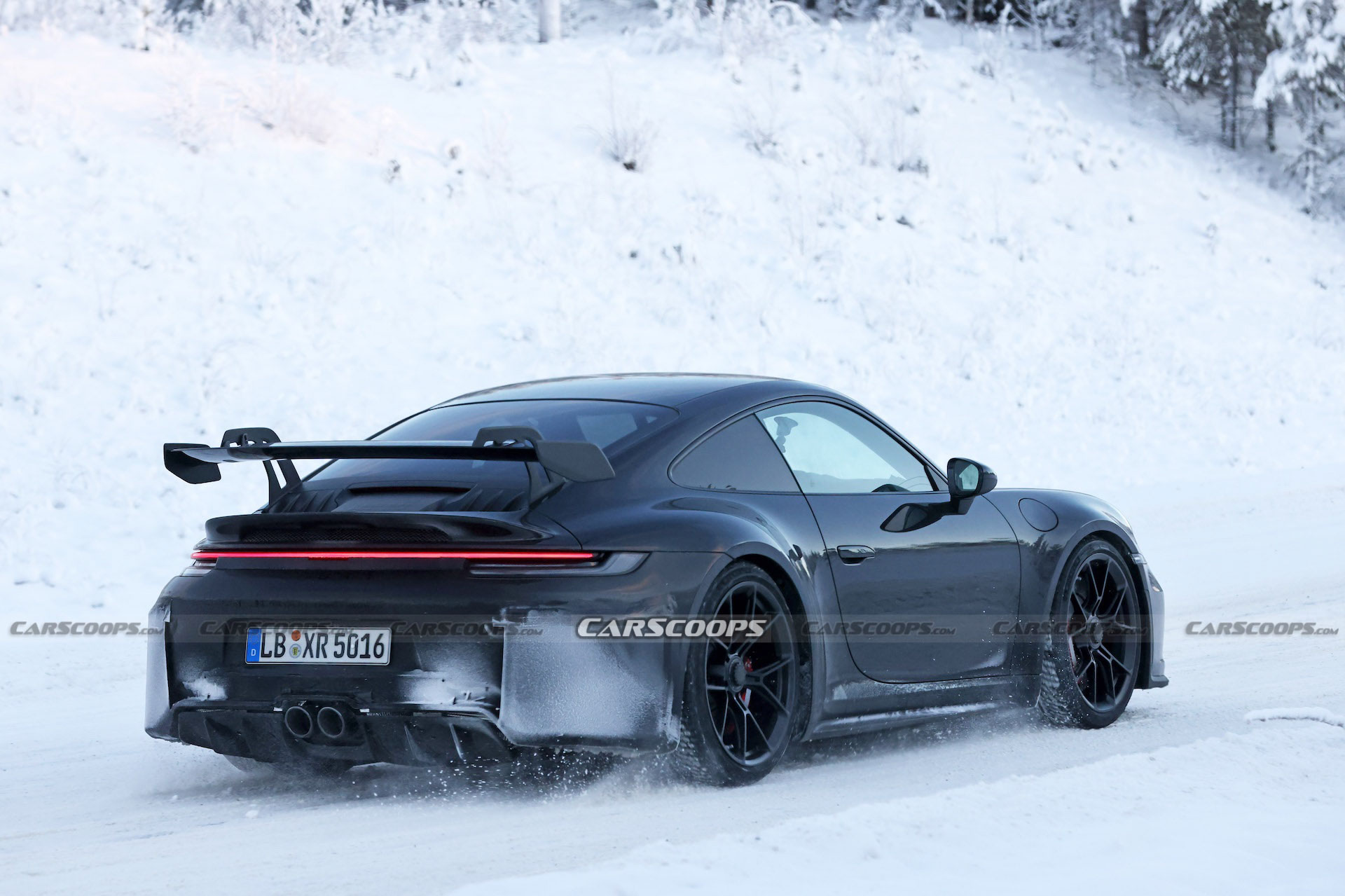 Facelifted 2024 Porsche 911 GT3, Touring And New ST Spotted Holding Their Own Winter Sports Festival