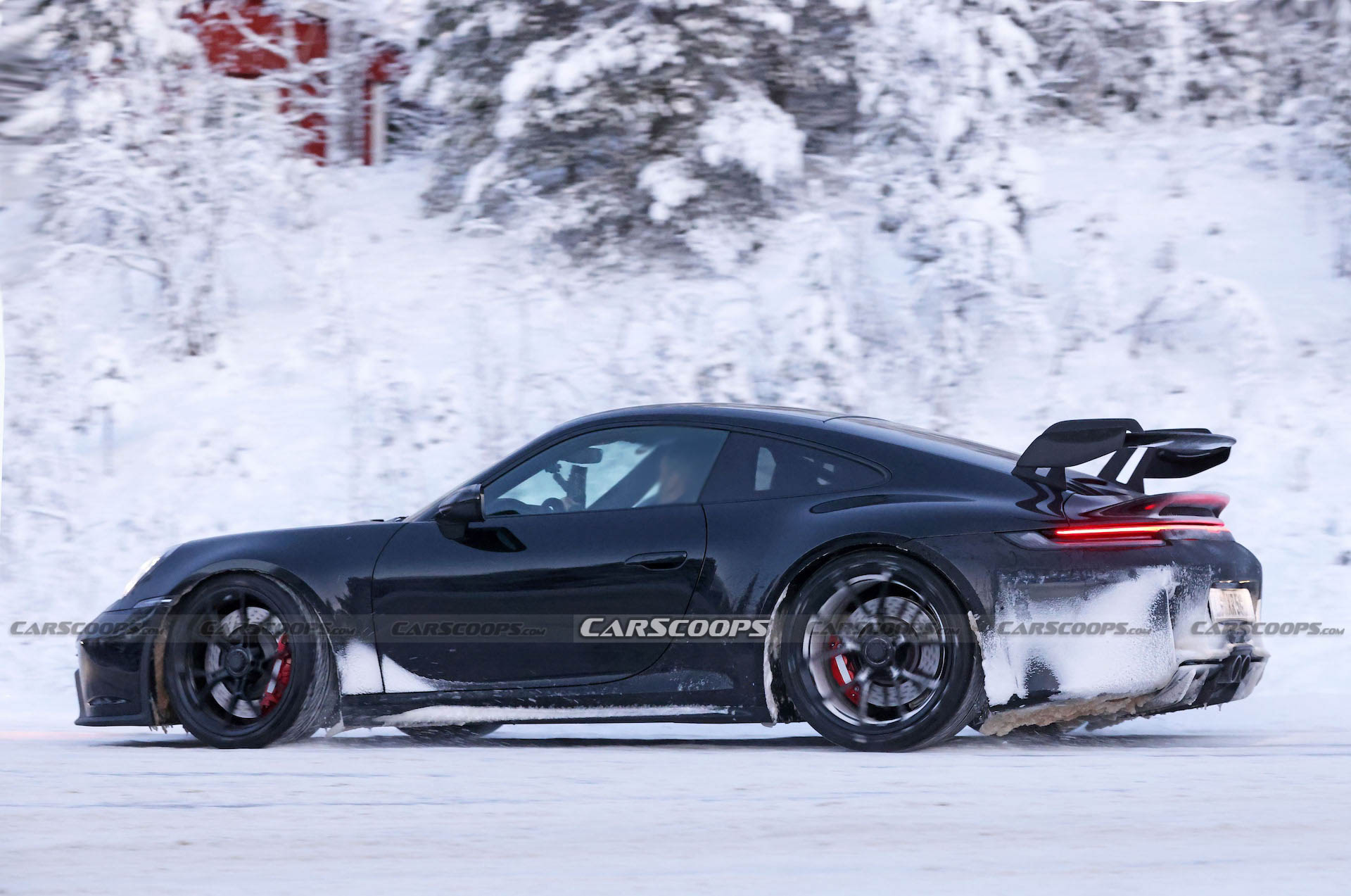 Facelifted 2024 Porsche 911 GT3, Touring And New ST Spotted Holding Their Own Winter Sports Festival