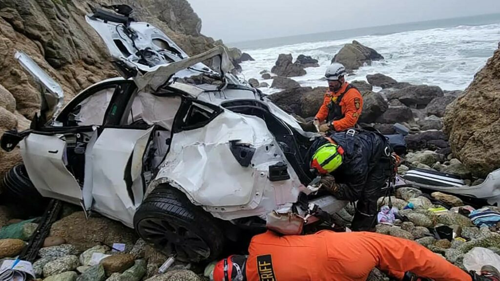  Police Arrest Driver Of Tesla That Plunged Off Devil’s Slide Cliff For Attempted Murder