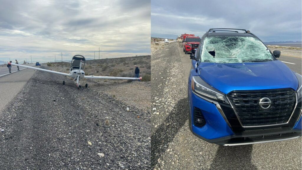  Nissan Driver Runs Into Plane That Made Emergency Landing On Las Vegas Highway