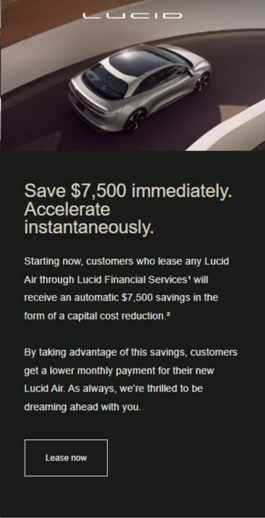  Lucid Follows Tesla&rsquo;s Lead Offering $7,500 Discount To Start 2023