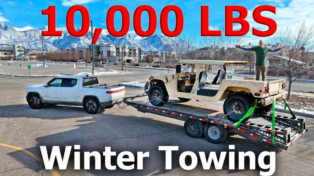  Here’s How Far A Rivian R1T Can Tow 10,000 Lbs In Freezing Temperatures