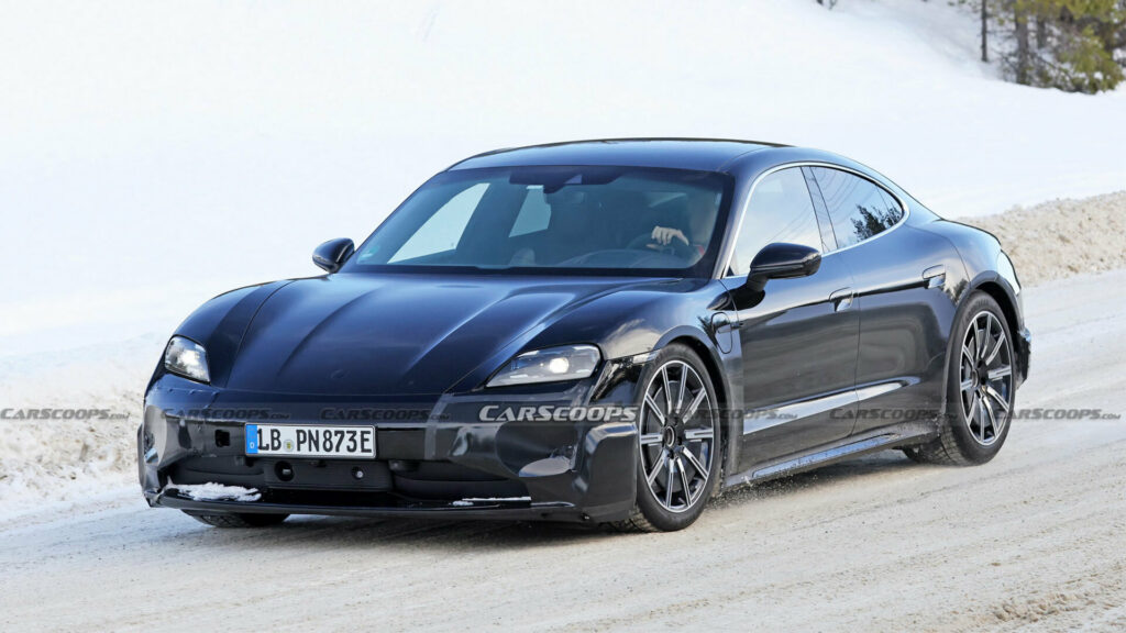  2024 Porsche Taycan Facelift Shows Off New Headlights In Latest Spy Shots