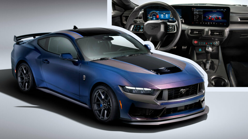  2024 Ford Mustang Dark Horse Comes With Color-Shifting Blue Paint, See Its Interior