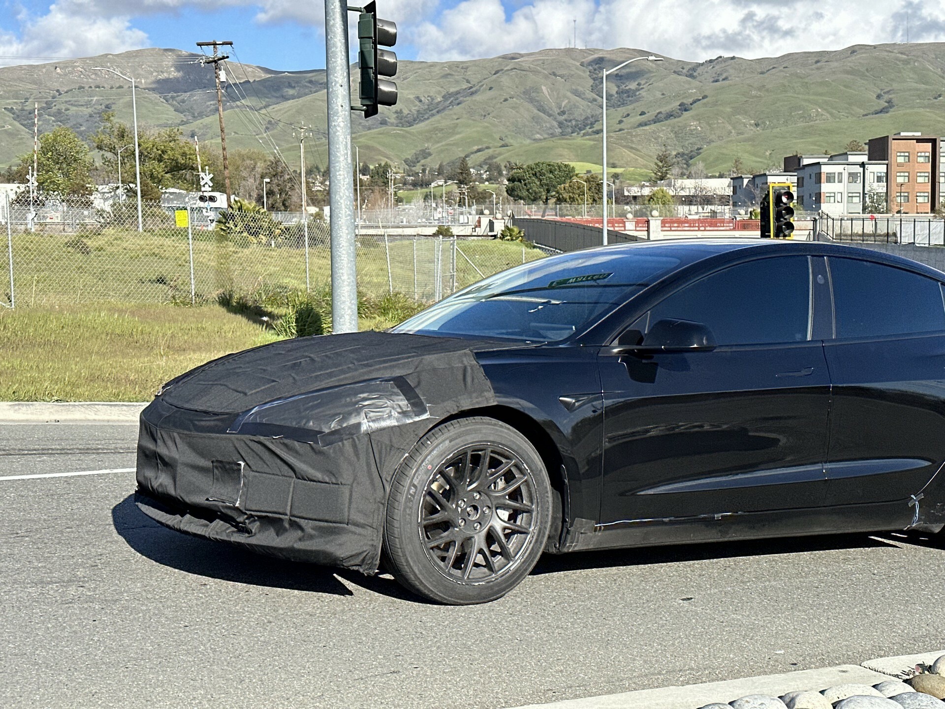 Refreshed Tesla Model 3 Tests Out New Wheels And Side Camera