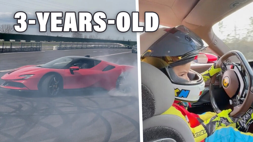 Watch A 3-Y.O. Kid Do Donuts In A 986-HP Ferrari