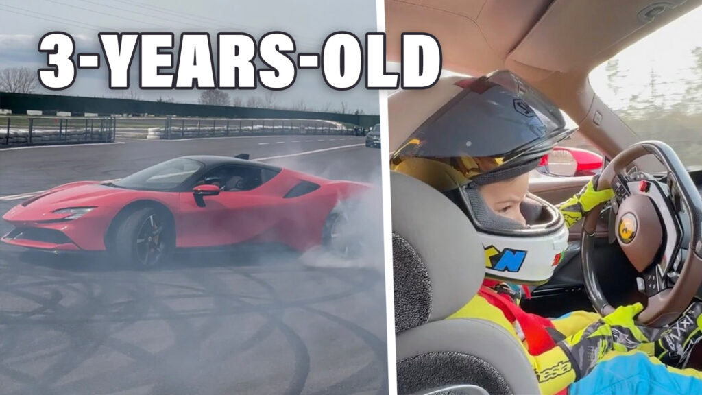  Watch A 3-Y.O. Kid Do Donuts In A 986-HP Ferrari SF90