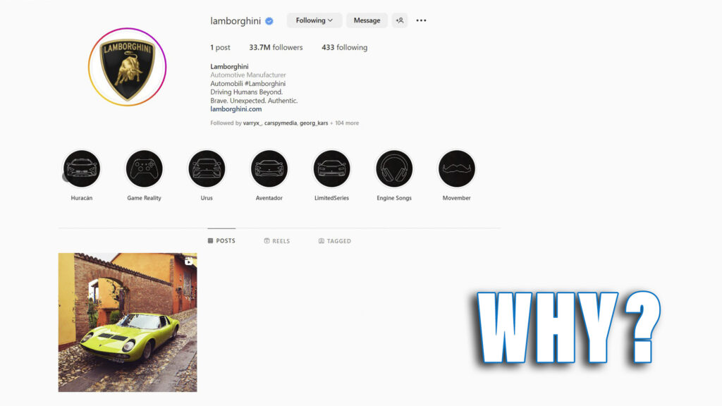  Lamborghini Mysteriously Deletes All But One Instagram Post