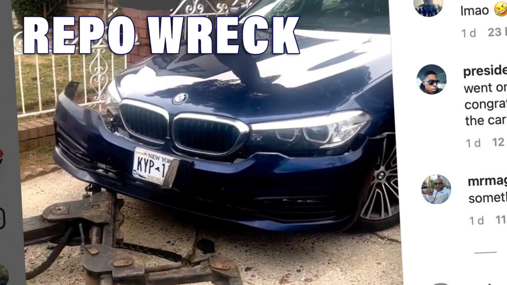  BMW Driver Destroys His 5-Series To Avoid The Repo Man In New York