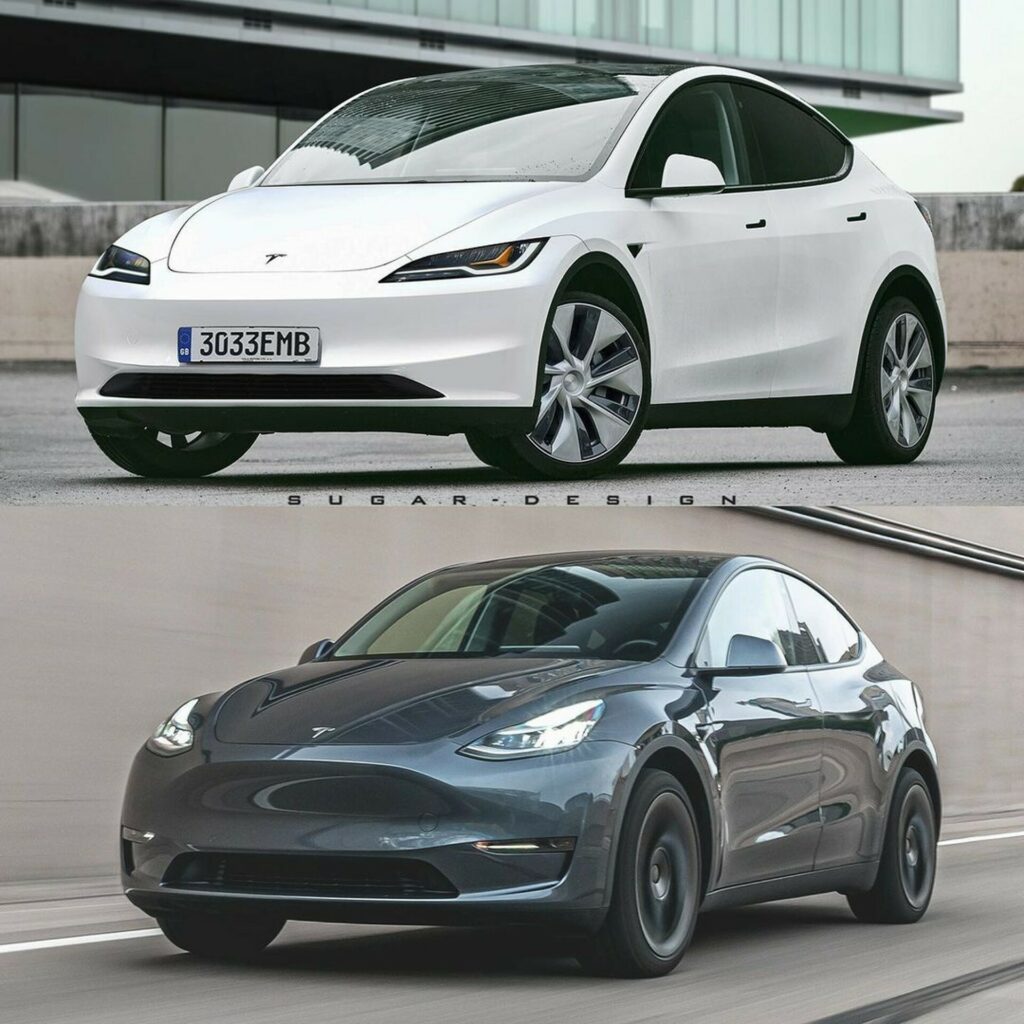 2025 Tesla Model Y Rendered Based On The Facelifted Model 3 Carscoops