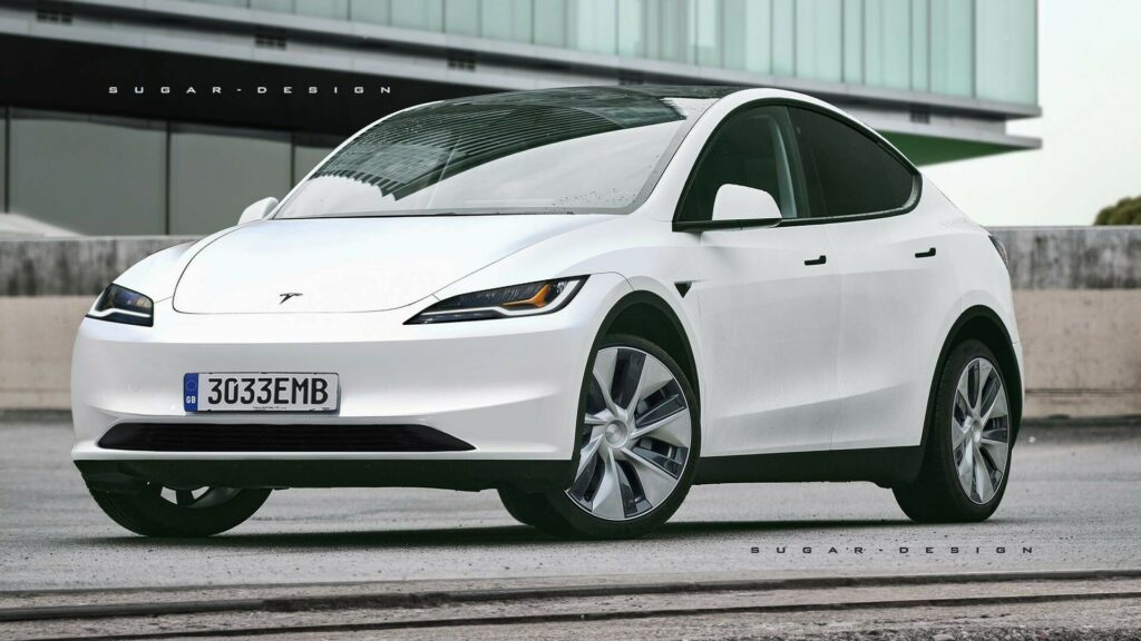  2025 Tesla Model Y Rendered Based On The Facelifted Model 3