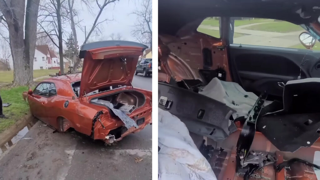  Detroit Thieves Strip Dodge Challenger SRT Hellcat Down To Its Shell