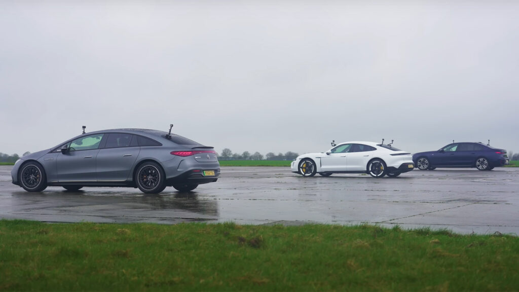  Porsche Taycan Turbo S Takes On BMW i7 50 And Mercedes-AMG EQS 53 In Electric Drag Race