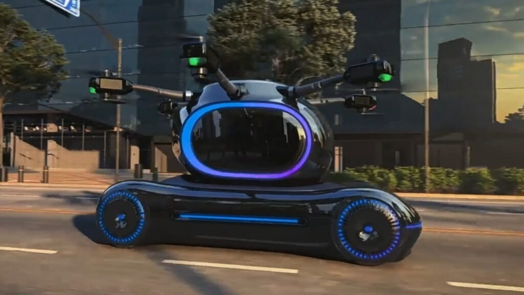  GAC Unveils Flying Pod That Turns Into An Electric Car Thanks To A Wheeled Landing Pad