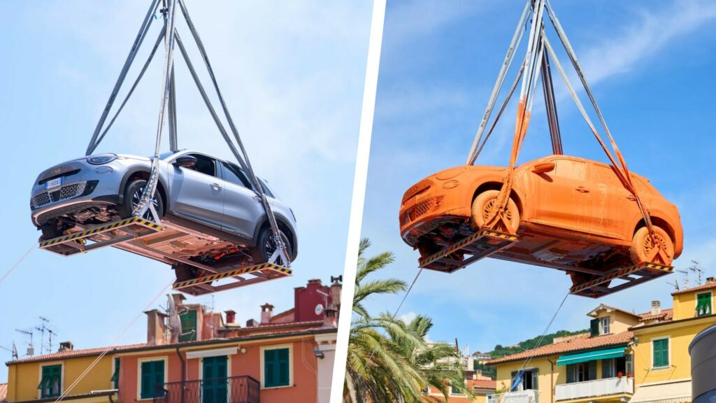  Fiat Dunks A 2024 600e Into A Bucket Of Paint With Their CEO Behind The Wheel