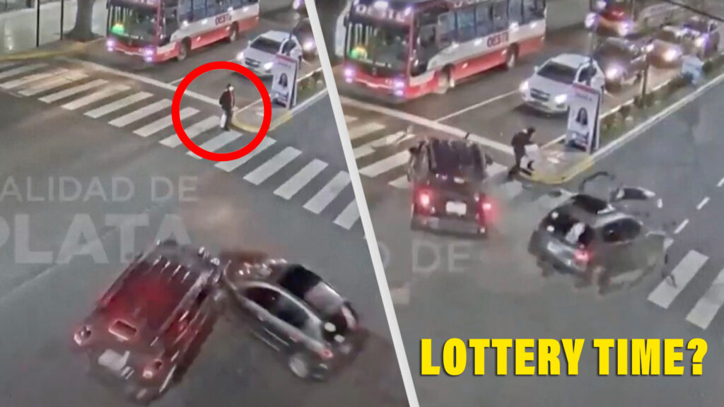  Argentina’s Luckiest Pedestrian Caught Between Two-Car Crash