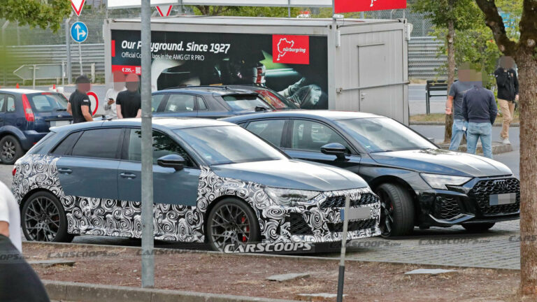 2025 Audi RS3 Sportback Spied Alongside The Current Model | Carscoops