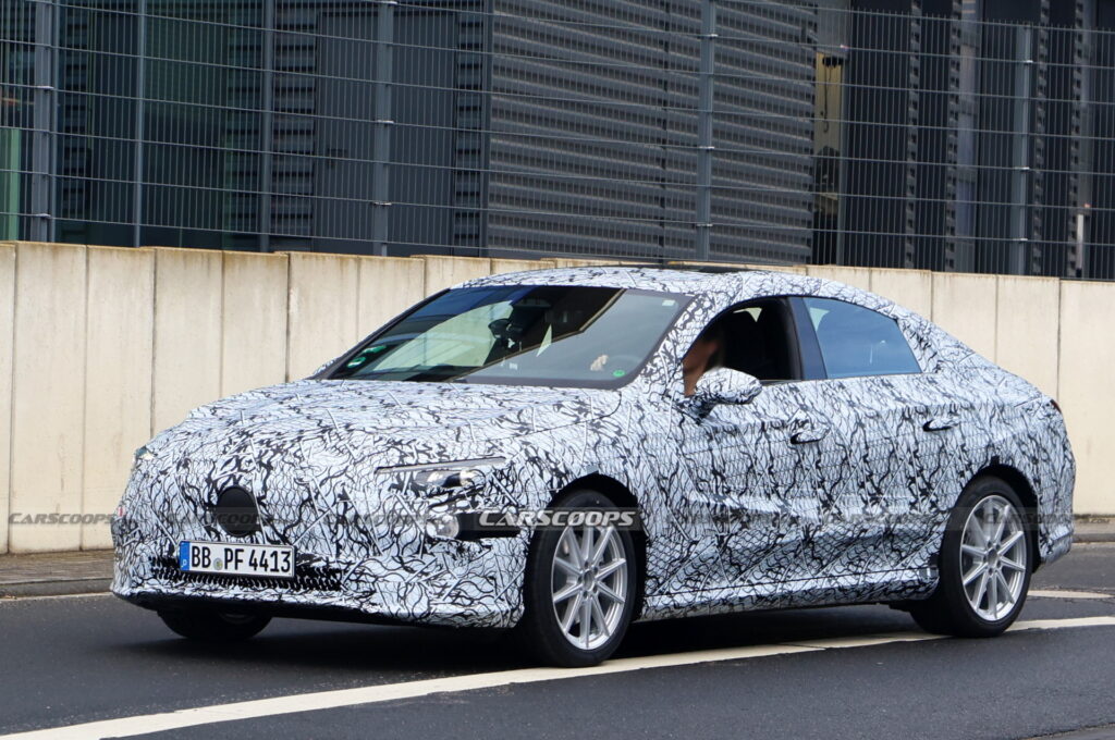 2025 Mercedes CLA EV Spied For The First Time With Production Lighting |  Carscoops