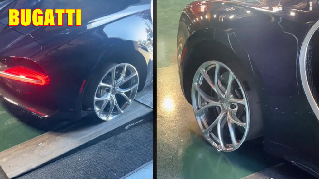  That Looks Expensive: Bugatti Chiron Driven On Bare Alloy Wheel