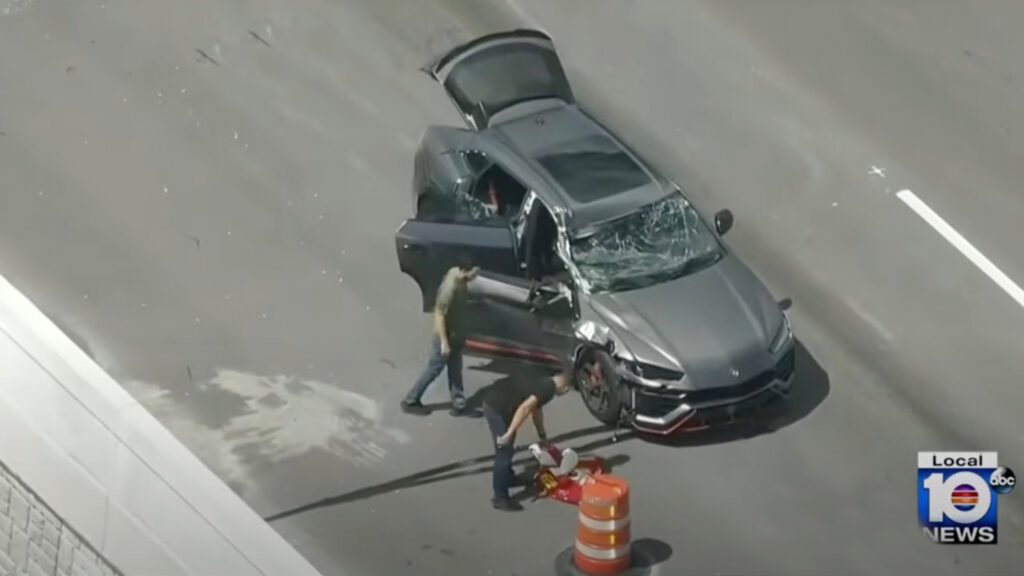  Rental Lamborghini Urus Totaled In Truck Collision Following High-Speed Police Chase