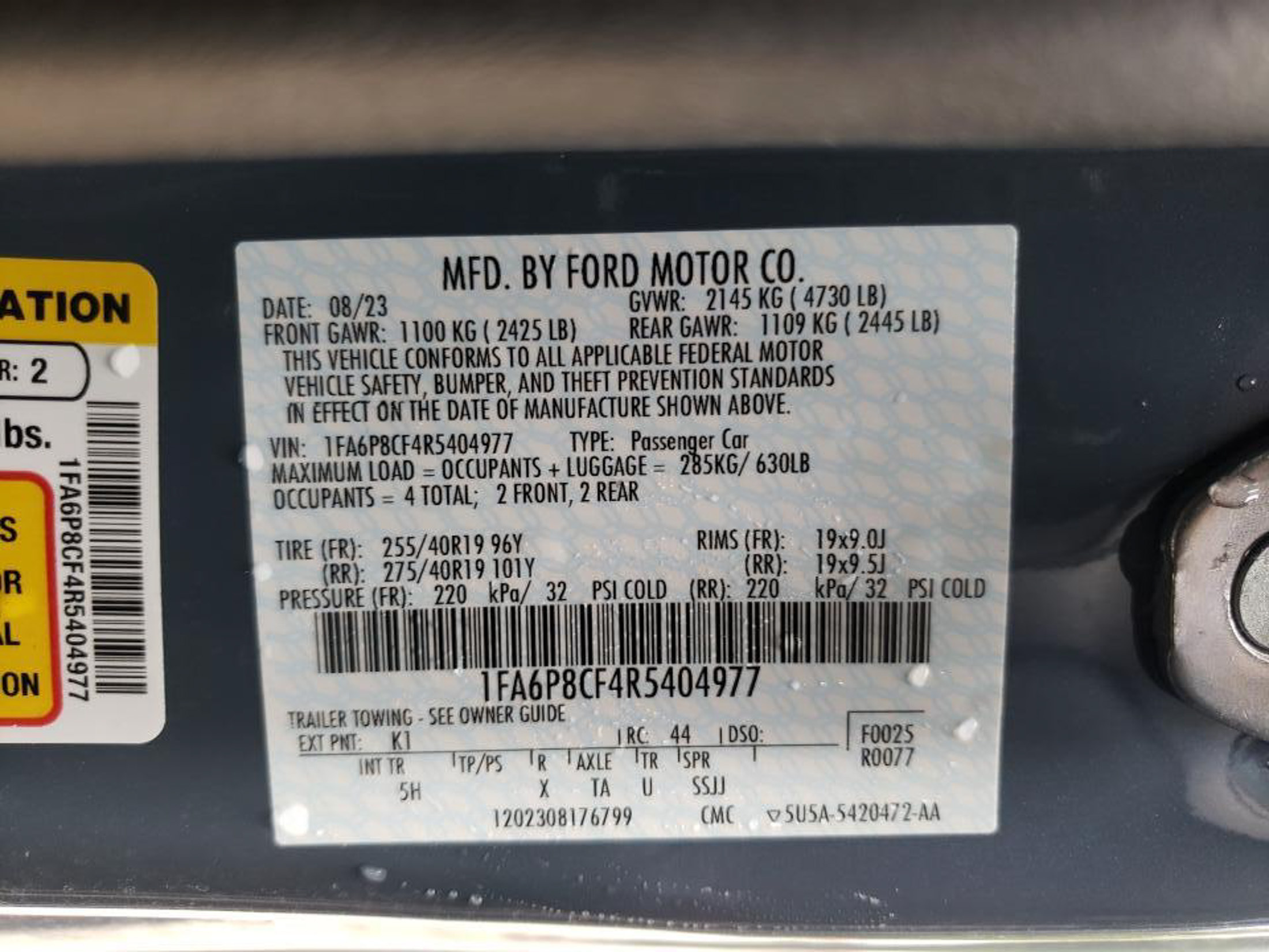 2024 Mustang wreck Copart 00012