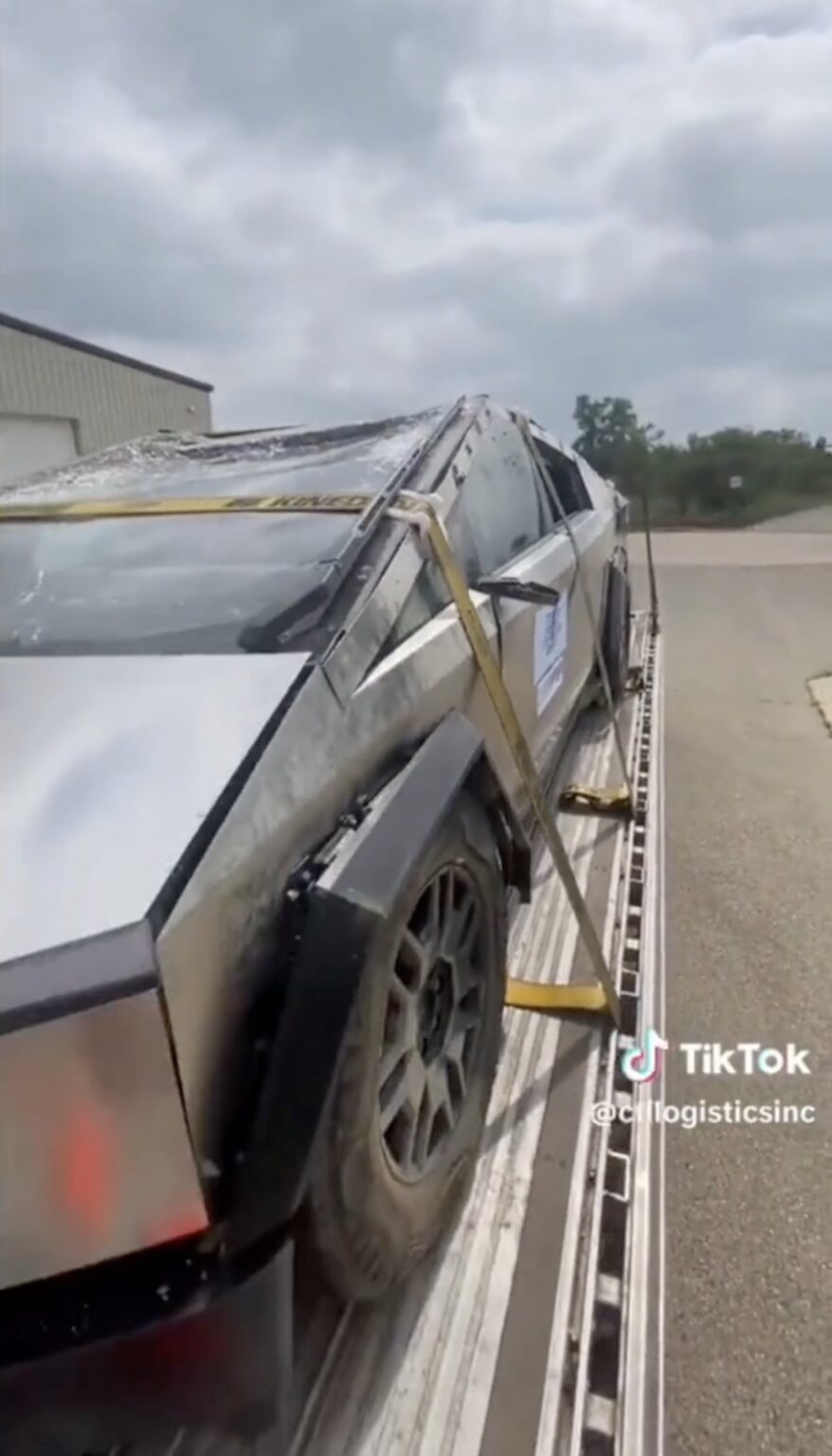 Leaked Tesla Cybertruck Video Shows Aftermath Of Ditch Rollover Test ...