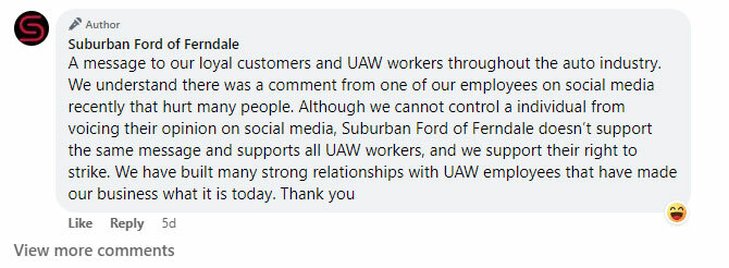  Ford Dealership Employee Fired For Saying “F*ck The UAW” On Facebook
