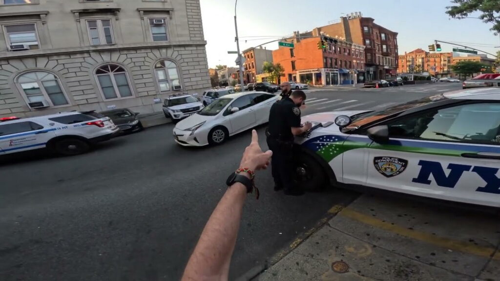  Cyclist Ticketed For Confronting NYPD Officer Who Illegally Parked On Sidewalk