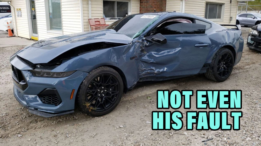  2024 Ford Mustang GT Wrecked By Runaway Dodge Challenger After Only 735 Miles