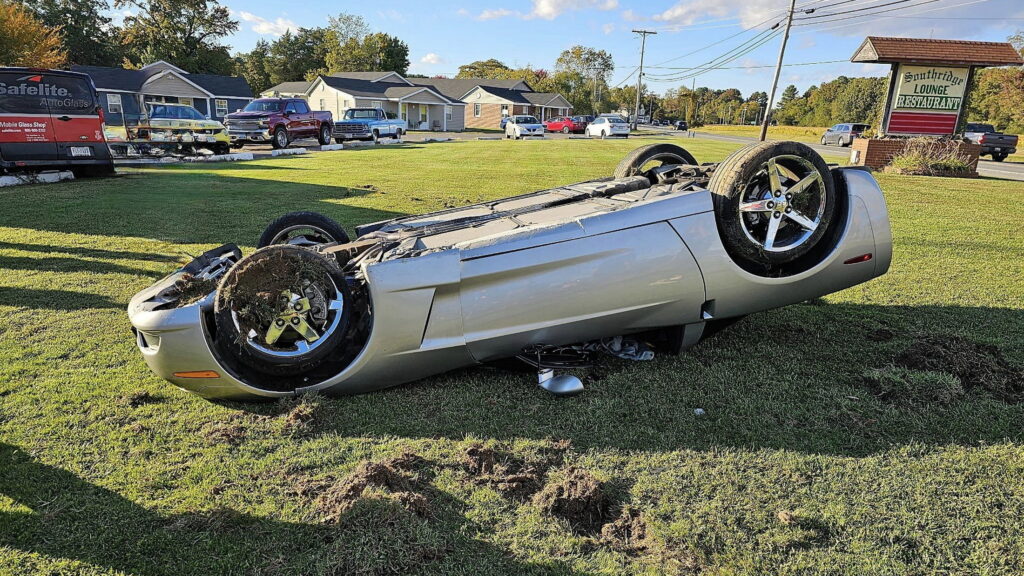  Corvette Flips Over On Its Top After Alleged Burnout At Car Show