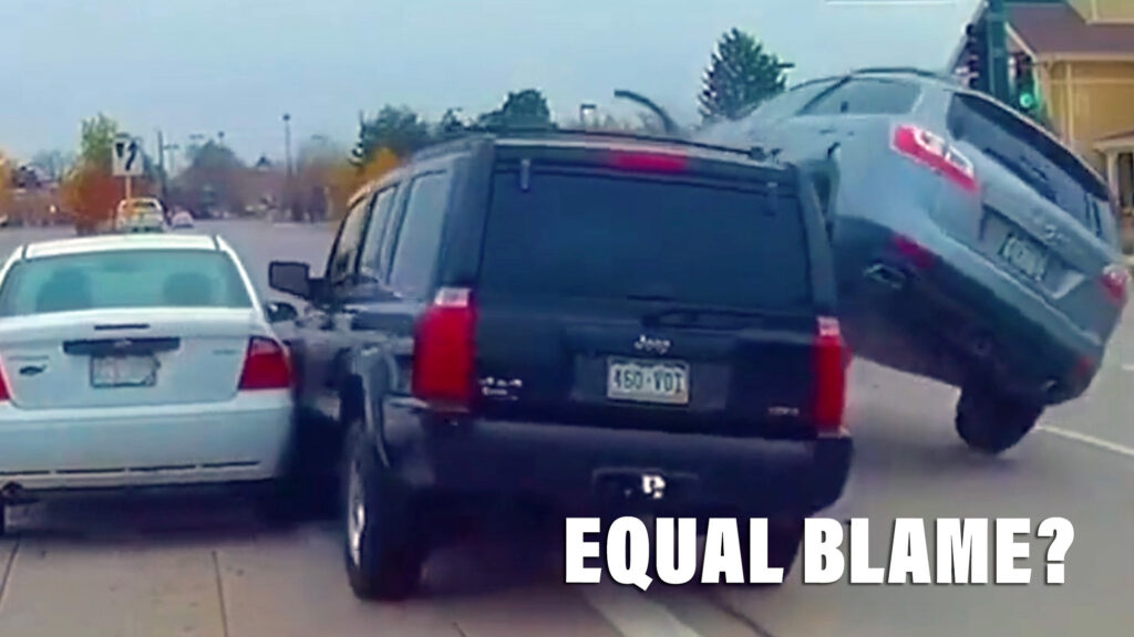  Jeep Commander Switches Lanes In Slow Motion And Knocks Over SUV