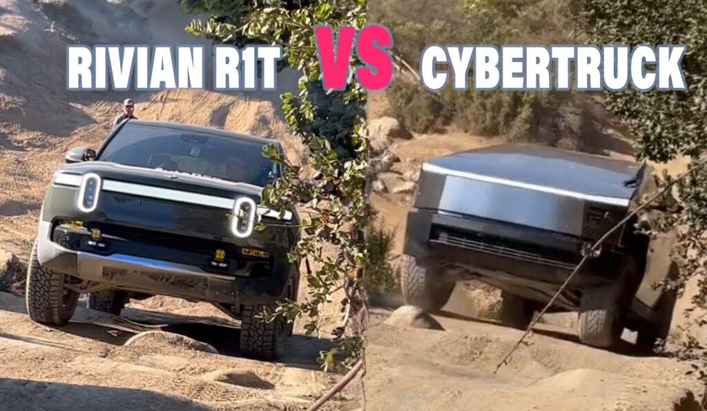  Who Did It Best? Rivian R1T Tackles Same Off-Road Obstacle As Tesla Cybertruck